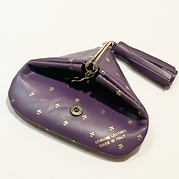 Florentine (Firenze) Genuine Leather Dark purple Coin Purse | Made in Italy - Picture 4 of 9